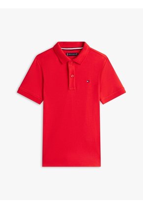 Polo Rojo De Punto Interlock De Corte Regular Tommy Hilfiger