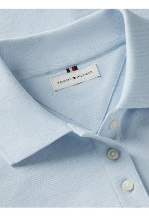 Polo Celeste De Corte Regular Con Logo Bordado Tommy Hilfiger