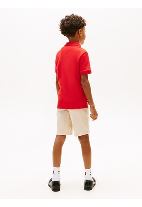 Polo Rojo De Punto Interlock De Corte Regular Tommy Hilfiger