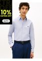 Camisa Celeste Heritage Regular Con Logo Tommy Hilfiger de Tommy Hilfiger