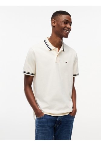 Polo Blanco De Corte Regular Ribeteado Con Logo Tommy Jeans Tommy Hilfiger