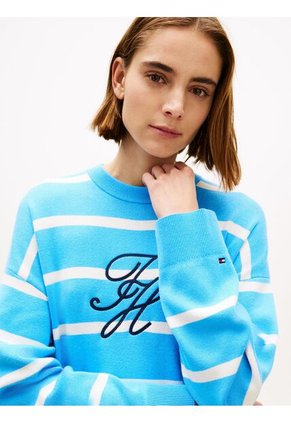 Saco Celeste Tejido Amplio De Punto Con Logo Bordado Tommy Hilfiger