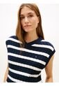 Chaleco Azul De Punto Trenzado Con Cuello En V Tommy Hilfiger de Tommy Hilfiger