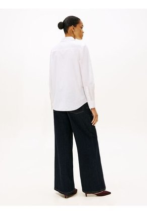Camisa Blanca A Rayas De Corte Regular Tommy Hilfiger