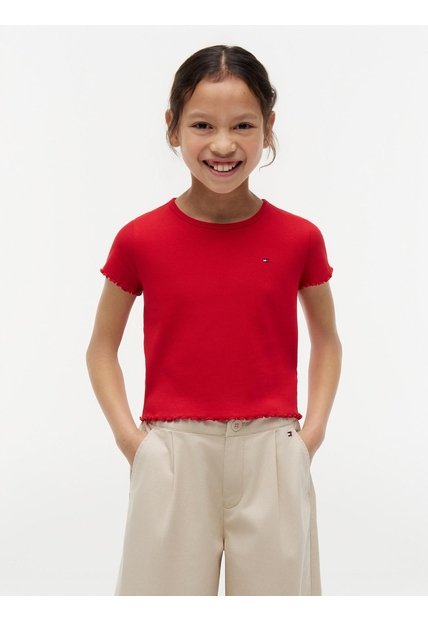 Camiseta Essential Para Niña Acanalada Con Volantes Tommy Hilfiger