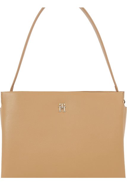 Bolso Beige Satchel Granulado Con Correa Cruzada Tommy Hilfiger