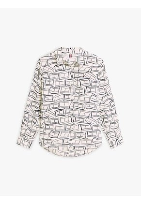 Camisa Blanca De Lino Puro De Corte Amplio Tommy Hilfiger