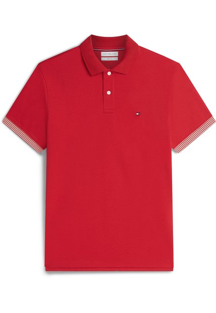 Polo Rojo De Corte Regular Con Tejido Jacquard Tommy Hilfiger