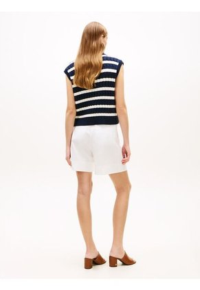 Chaleco Azul De Punto Trenzado Con Cuello En V Tommy Hilfiger