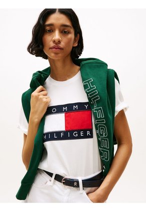 Camiseta Blanca Náutica Con Parche Hilfiger Tommy Hilfiger