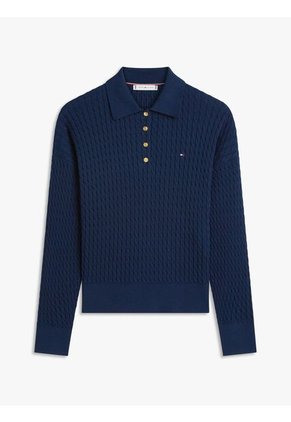 Saco Multicolor Tejido Amplio Tipo Polo De Punto Trenzado Tommy Hilfiger