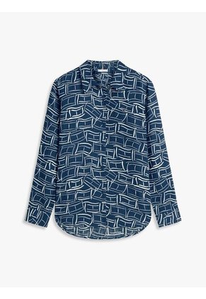 Camisa Azul De Lino Puro De Corte Amplio Tommy Hilfiger