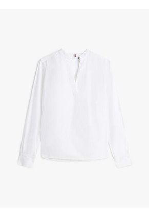 Blusa Blanca De Popelina Con Mangas Largas Tommy Hilfiger