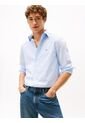 Camisa Celeste De Popelín De Corte Regular Tommy Hilfiger de Tommy Hilfiger