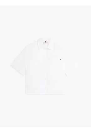 Camisa Blanca De Manga Corta Con Corte Amplio Tommy Hilfiger