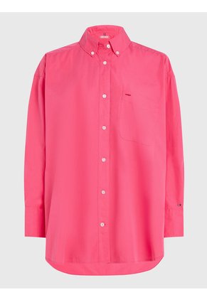 Camisa Oversize De Popelín Mujer Rosa Tommy Hilfiger