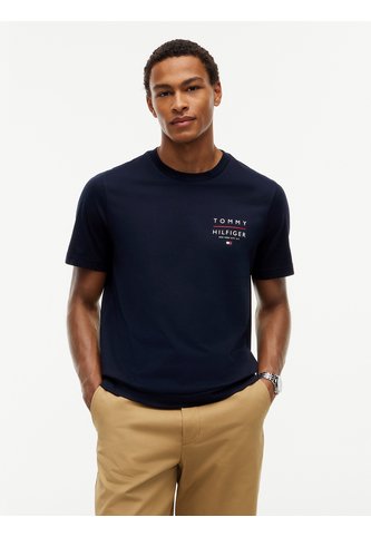 Camiseta Azul De Cuello Redondo Con Logo Estampado Gráfico Tommy Hilfiger Tommy Hilfiger