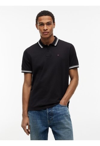 Polo Negro De Corte Regular Ribeteado Con Logo Tommy Jeans Tommy Hilfiger