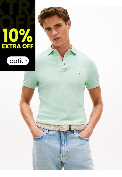 Polo Verde De Corte Slim 1985 Tommy Hilfiger