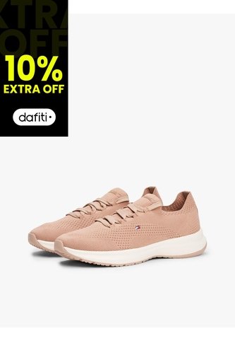 Tenis Beige De Punto Con Logo Bordado Tommy Hilfiger Tommy Hilfiger