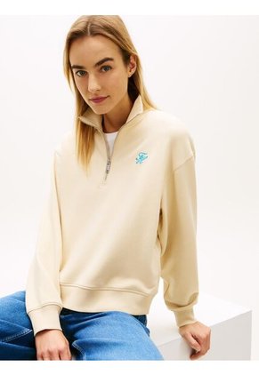 Saco Amarillo Tejido De Felpa Con Cremallera De Un Cuarto Y Logo Tommy Hilfiger