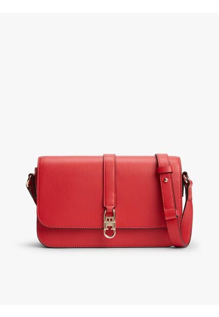 Bolso Rojo Cruzado Con Solapa Y Monograma TH Tommy Hilfiger