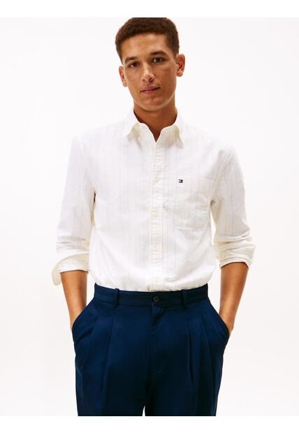 Camisa Blanca Oxford Regular De Raya Diplomática Tommy Hilfiger
