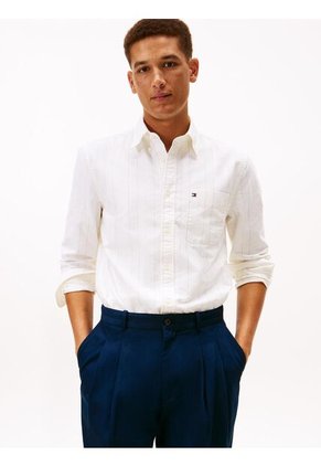 Camisa Blanca Oxford Regular De Raya Diplomática Tommy Hilfiger