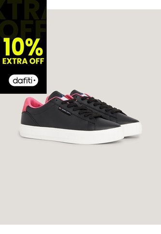 Tenis Negro Essential De Cuero Con Logo Tommy Hilfiger Tommy Hilfiger