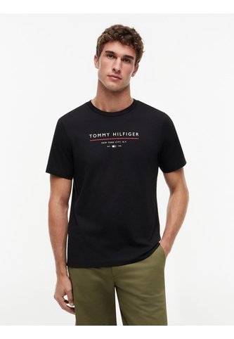 Camiseta Negra De Cuello Redondo Con Corte Regular Tommy Hilfiger Tommy Hilfiger
