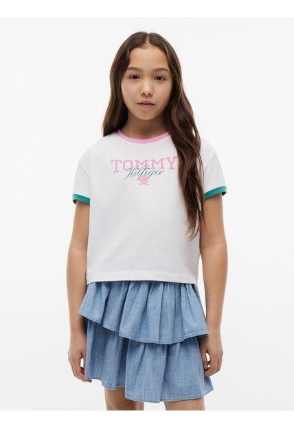 Camiseta Manga Para Niña Corta Con Logo Gráfico Tommy Hilfiger