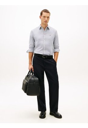 Camisa Azul De Corte Regular En Tejido Dobby Tommy Hilfiger