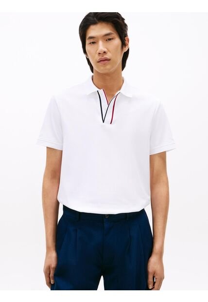 Polo Blanco De Corte Regular Con Tapeta Distintiva Tommy Hilfiger
