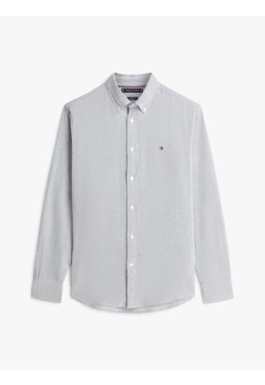 Camisa Azul De Corte Regular En Tejido Dobby Tommy Hilfiger