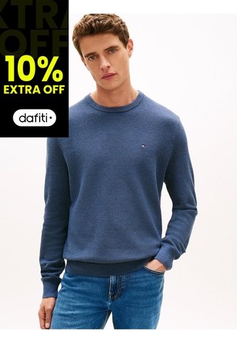 Saco Azul Con Cuello Redondo Y Logo Bordado Tommy Hilfiger Tommy Hilfiger