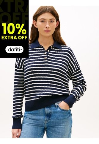 Saco Azul Tejido Amplio Tipo Polo De Punto Trenzado Tommy Hilfiger Tommy Hilfiger