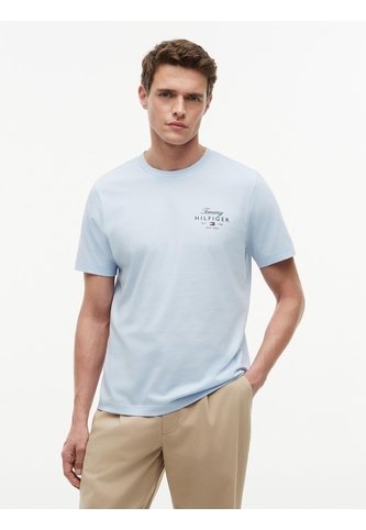 Camiseta Celeste De Cuello Redondo De Punto Con Logo Tommy Hilfiger Tommy Hilfiger