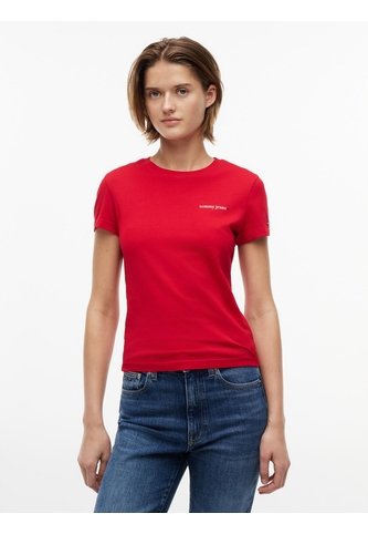Camiseta Roja Slim De Punto Con Logo Tommy Jeans Tommy Hilfiger
