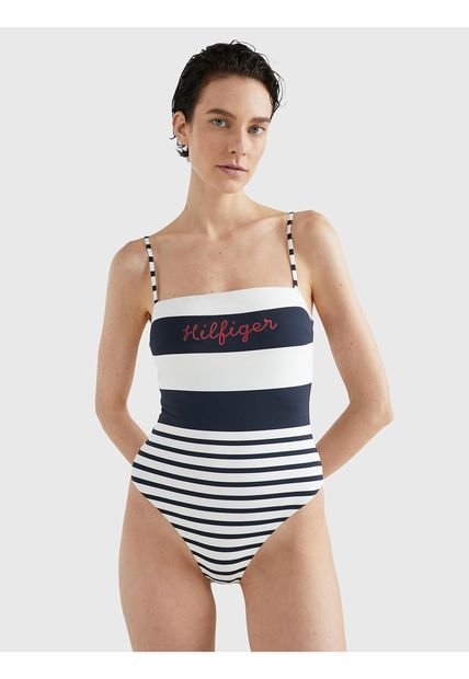 Traje De Baño Hilfiger Logo De Rayas Mujer  Tommy Hilfiger