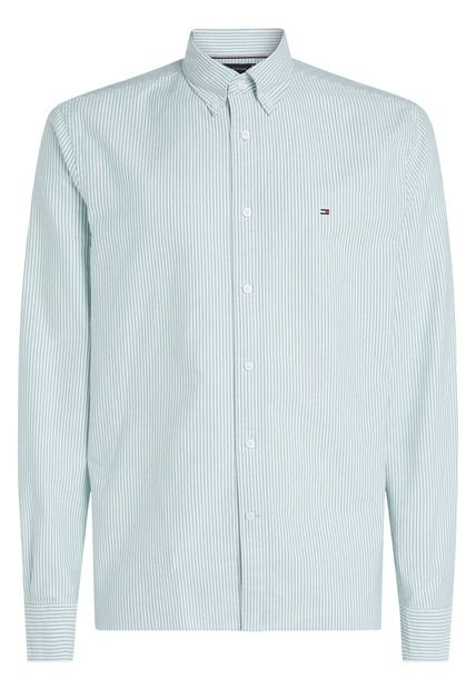 Camisa Verde Claro Heritage De Rayas Con Corte Regular Tommy Hilfiger