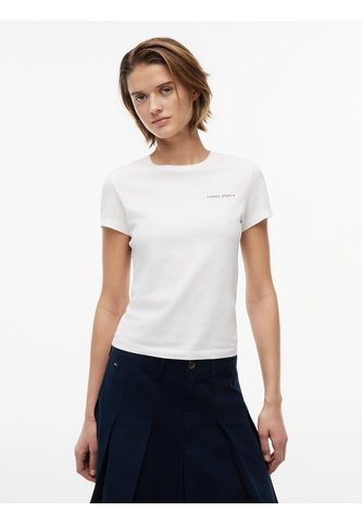 Camiseta Blanca Slim De Punto Con Logo Tommy Jeans Tommy Hilfiger