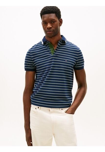 Polo Azul Oscuro De Corte Regular Con Logo Gráfico Tommy Hilfiger