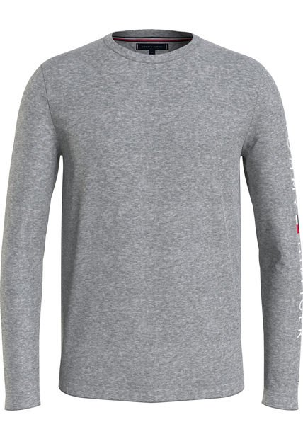 Camiseta De Manga Larga Con Corte Slim Gris Tommy Hilfiger