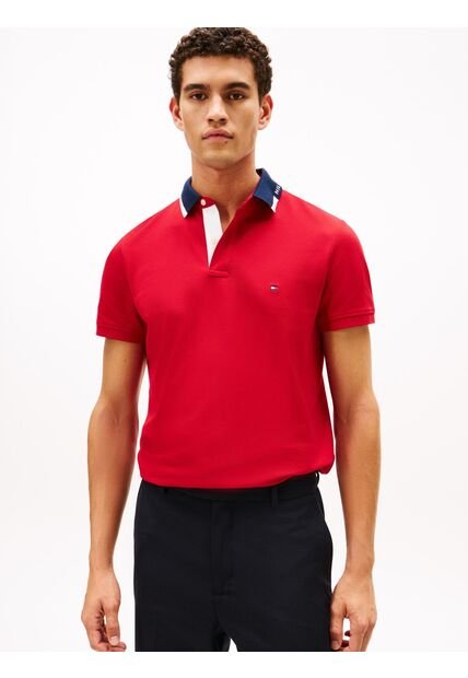 Polo Rojo De Corte Regular Con Logo Gráfico Tommy Hilfiger