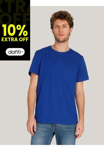 Camiseta Azul Essential Con Logo Tommy Hilfiger