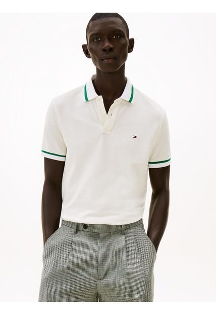 Polo Blanco De Corte Regular Con Logo Tommy Hilfiger