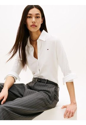 Camisa Blanca De Piqué 1985 De Corte Slim Tommy Hilfiger