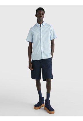 Camisa De Manga Corta Th Flex Hombre Celeste Tommy Hilfiger