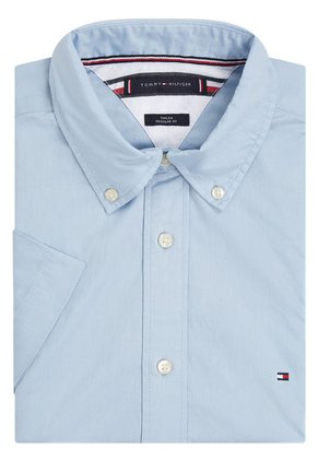 Camisa De Manga Corta Th Flex Hombre Celeste Tommy Hilfiger