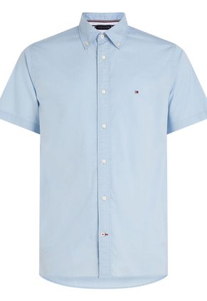 Camisa De Manga Corta Th Flex Hombre Celeste Tommy Hilfiger